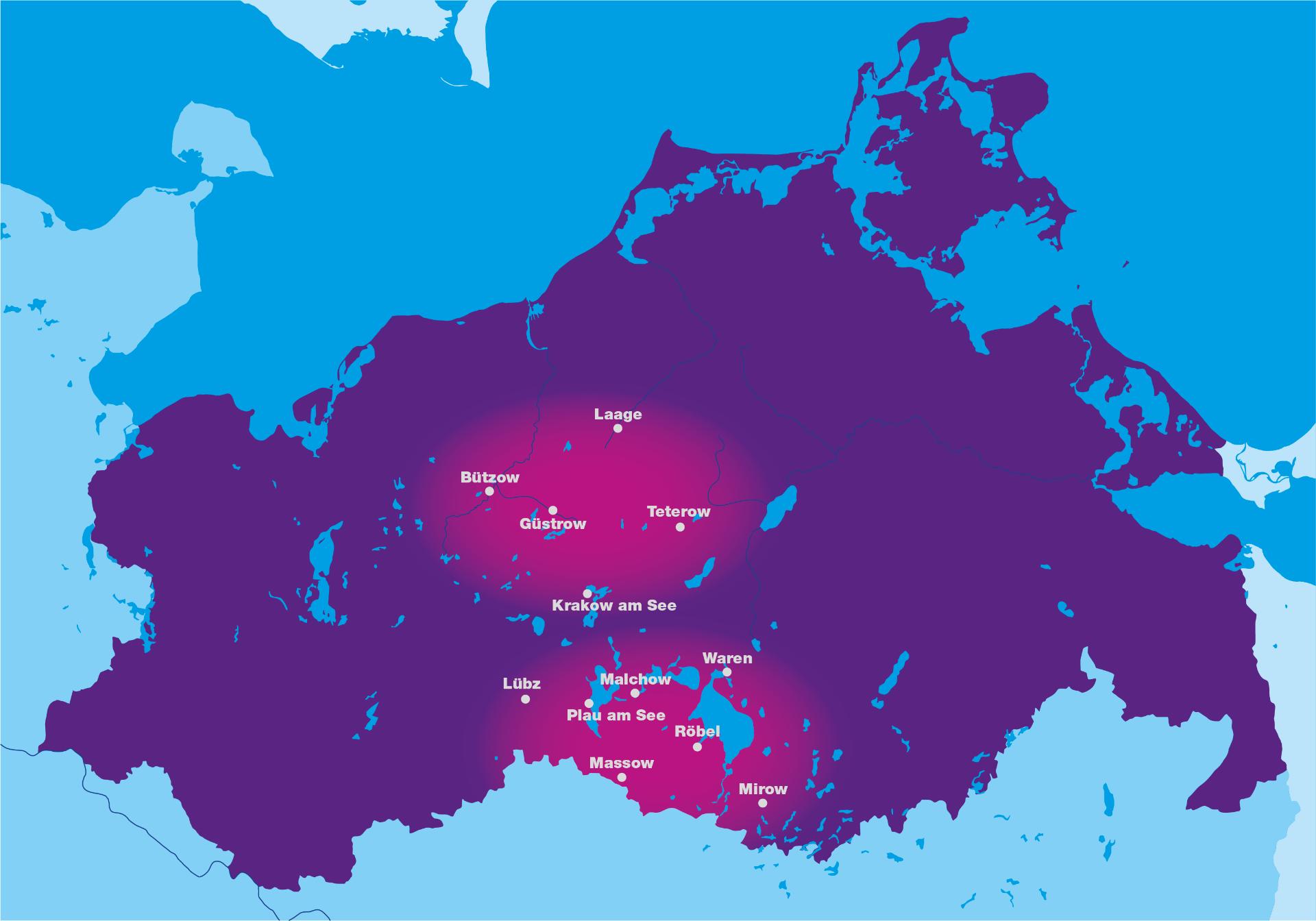Karte mit den Regionen, in denen das AEW tätig ist
